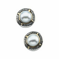 Sterling Silver/ 14K Yellow Gold 7mm Freshwater Cultured Pearl Earrings